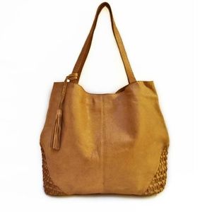 NWT Anabaglish Camel Leather Weekender Tot…